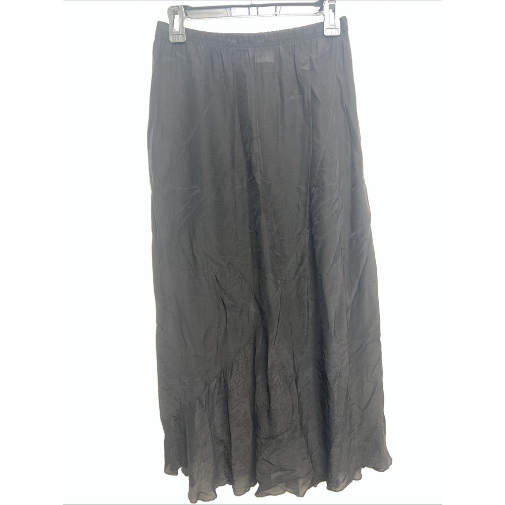 Click Color Me Cotton Y2K VTG Chambray Tencel Skirt Sz M Black Elastic waist